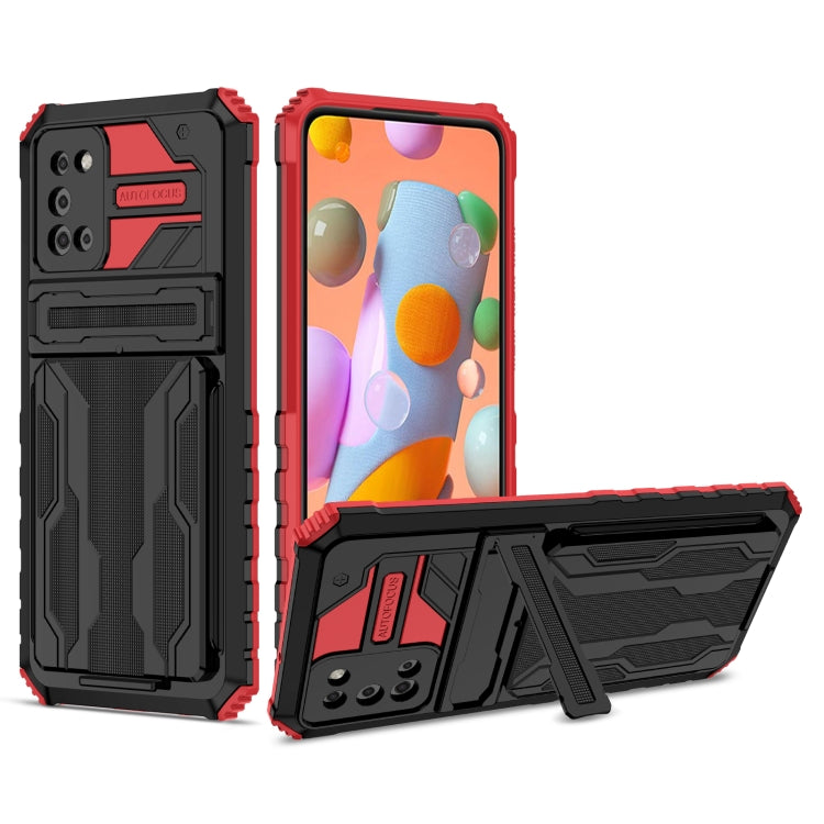 For Samsung Galaxy A02s US Version Armor Card PC + TPU Shockproof Case with Card Slot & Invisible Holder