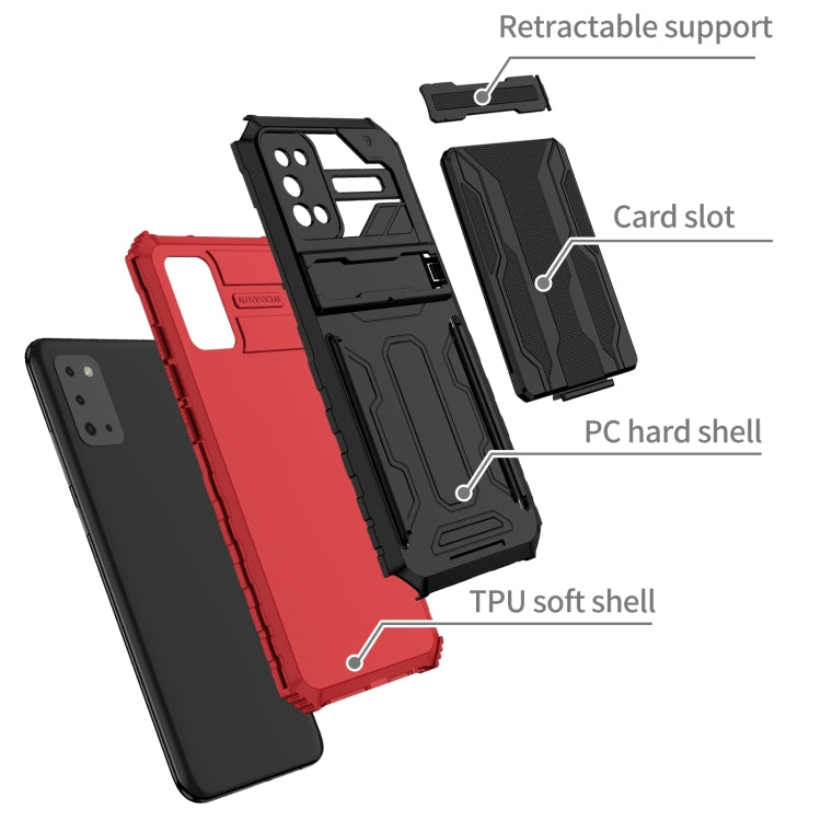 For Samsung Galaxy A02s US Version Armor Card PC + TPU Shockproof Case with Card Slot & Invisible Holder