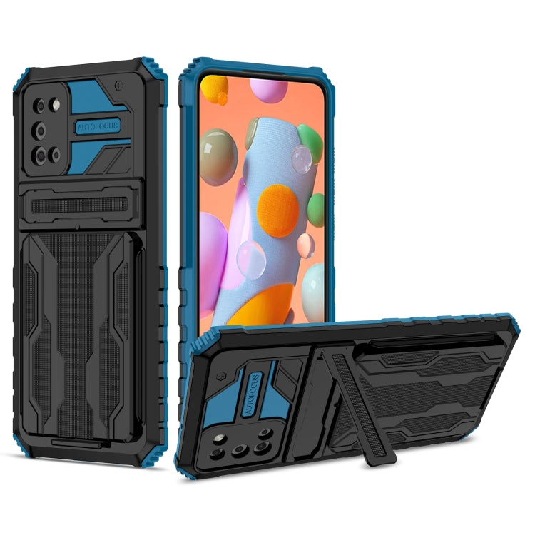 For Samsung Galaxy A02s US Version Armor Card PC + TPU Shockproof Case with Card Slot & Invisible Holder