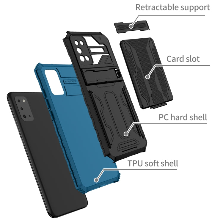 For Samsung Galaxy A02s US Version Armor Card PC + TPU Shockproof Case with Card Slot & Invisible Holder