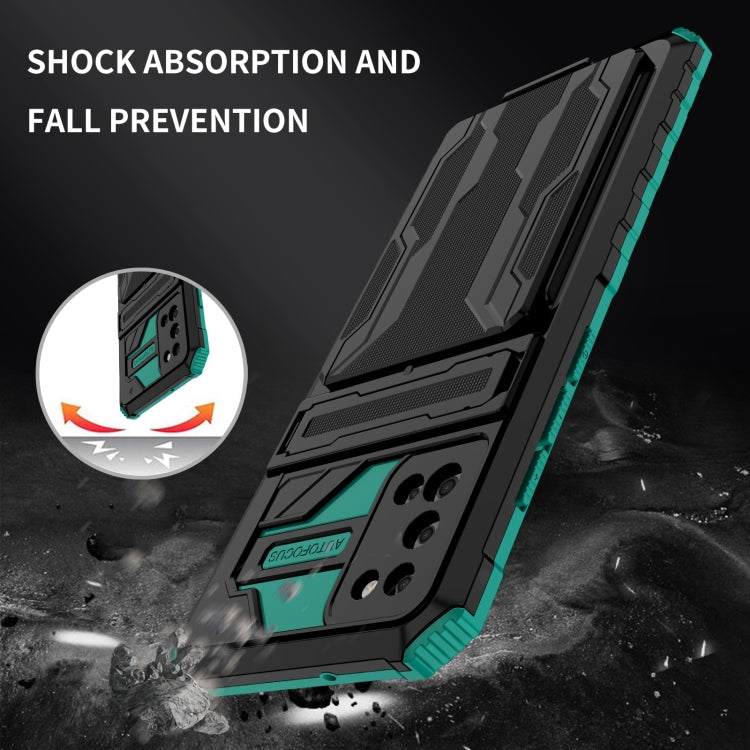 For Samsung Galaxy A02s US Version Armor Card PC + TPU Shockproof Case with Card Slot & Invisible Holder