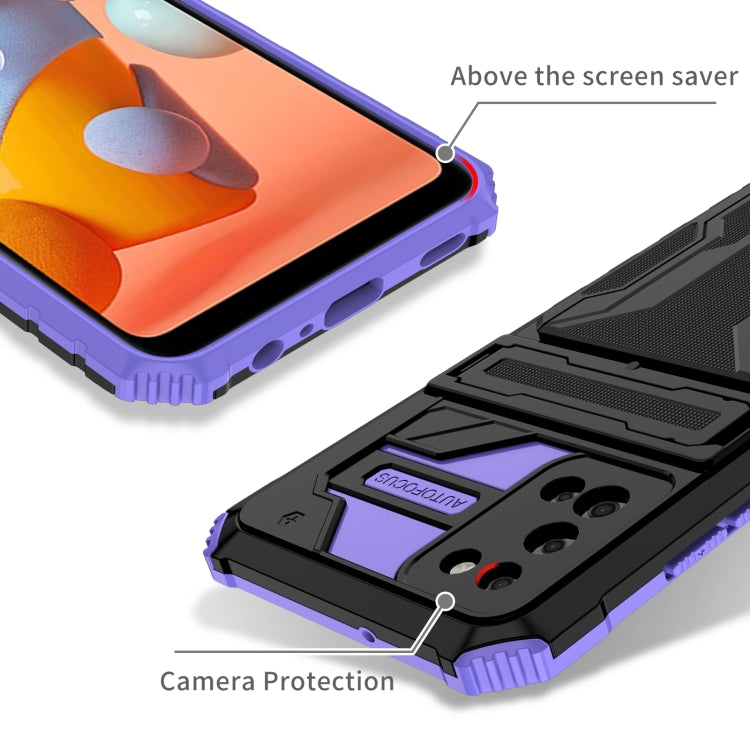 For Samsung Galaxy A02s US Version Armor Card PC + TPU Shockproof Case with Card Slot & Invisible Holder