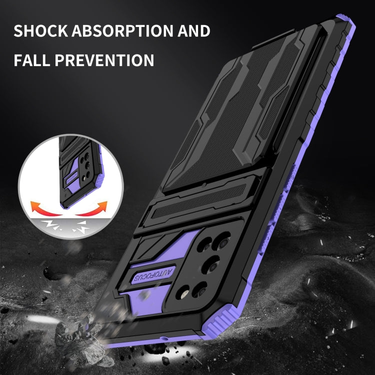 For Samsung Galaxy A02s US Version Armor Card PC + TPU Shockproof Case with Card Slot & Invisible Holder