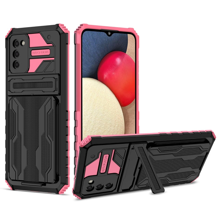 For Samsung Galaxy A02s EU Version Armor Card PC + TPU Shockproof Case with Card Slot & Invisible Holder