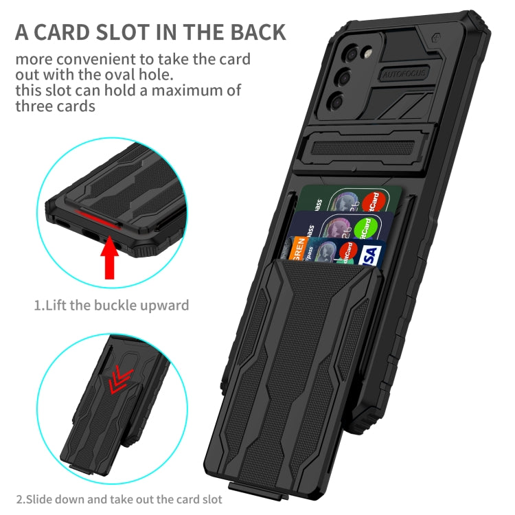 For Samsung Galaxy A02s EU Version Armor Card PC + TPU Shockproof Case with Card Slot & Invisible Holder