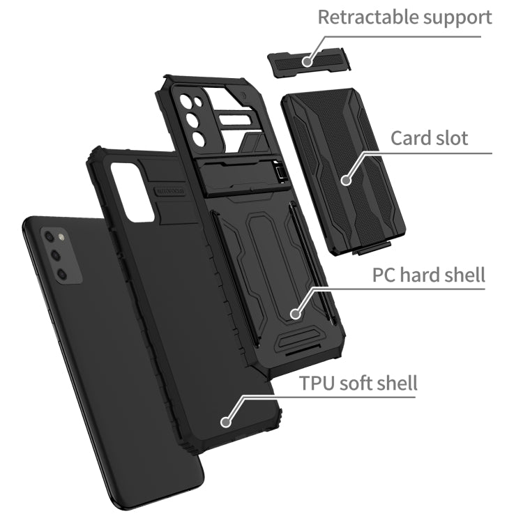 For Samsung Galaxy A02s EU Version Armor Card PC + TPU Shockproof Case with Card Slot & Invisible Holder