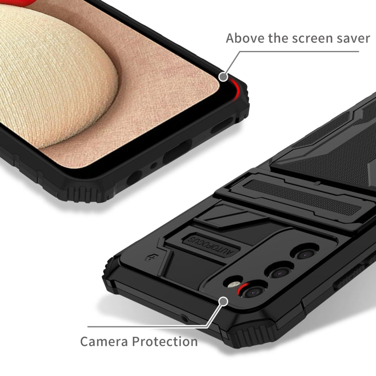 For Samsung Galaxy A02s EU Version Armor Card PC + TPU Shockproof Case with Card Slot & Invisible Holder