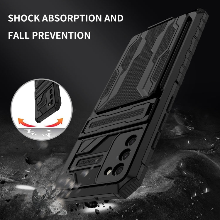 For Samsung Galaxy A02s EU Version Armor Card PC + TPU Shockproof Case with Card Slot & Invisible Holder