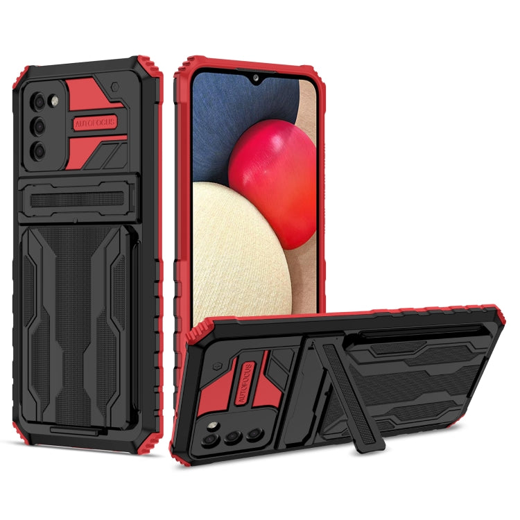 For Samsung Galaxy A02s EU Version Armor Card PC + TPU Shockproof Case with Card Slot & Invisible Holder