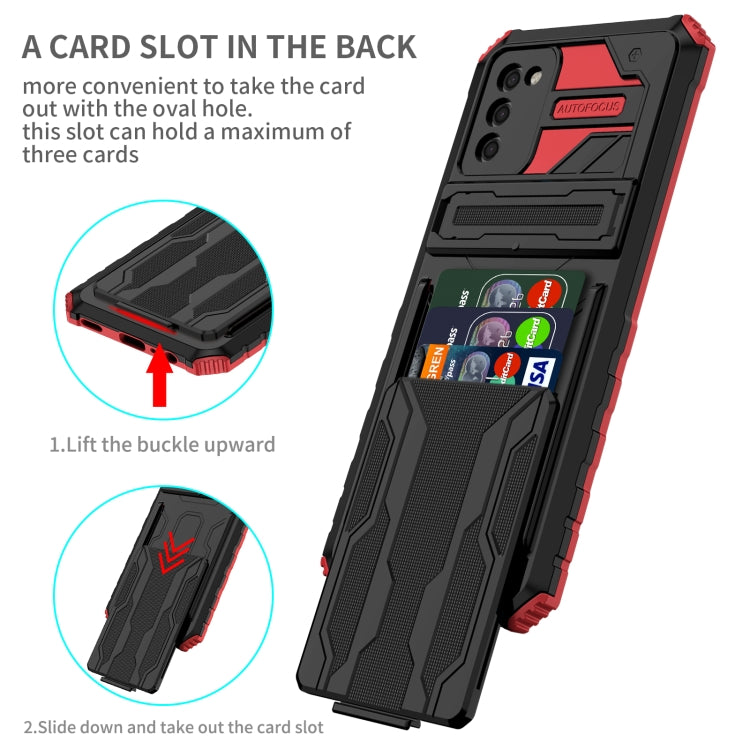 For Samsung Galaxy A02s EU Version Armor Card PC + TPU Shockproof Case with Card Slot & Invisible Holder