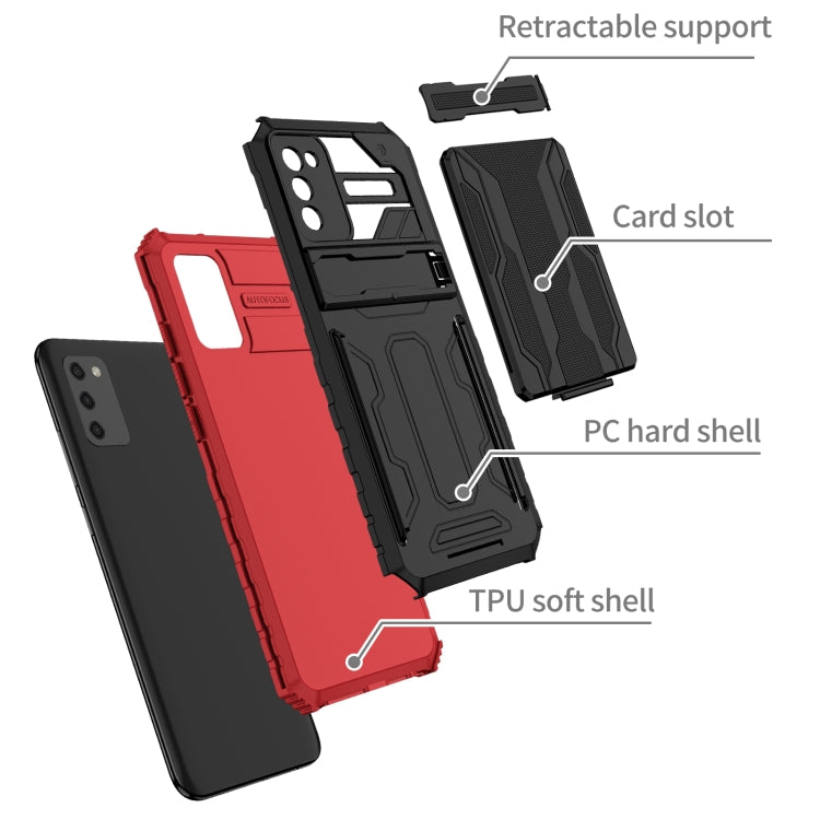For Samsung Galaxy A02s EU Version Armor Card PC + TPU Shockproof Case with Card Slot & Invisible Holder