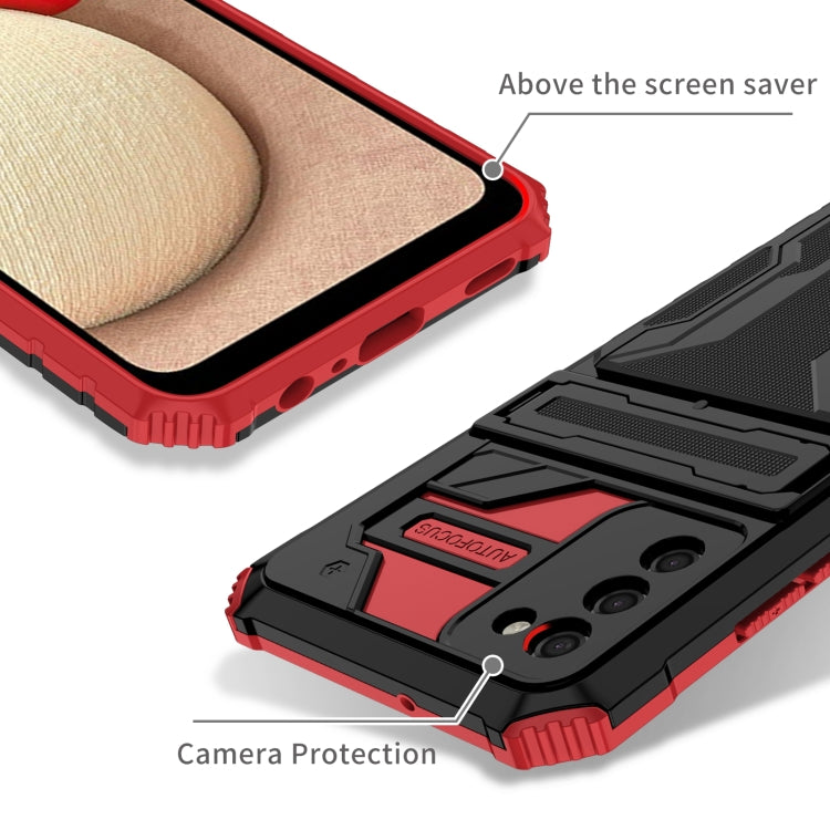 For Samsung Galaxy A02s EU Version Armor Card PC + TPU Shockproof Case with Card Slot & Invisible Holder