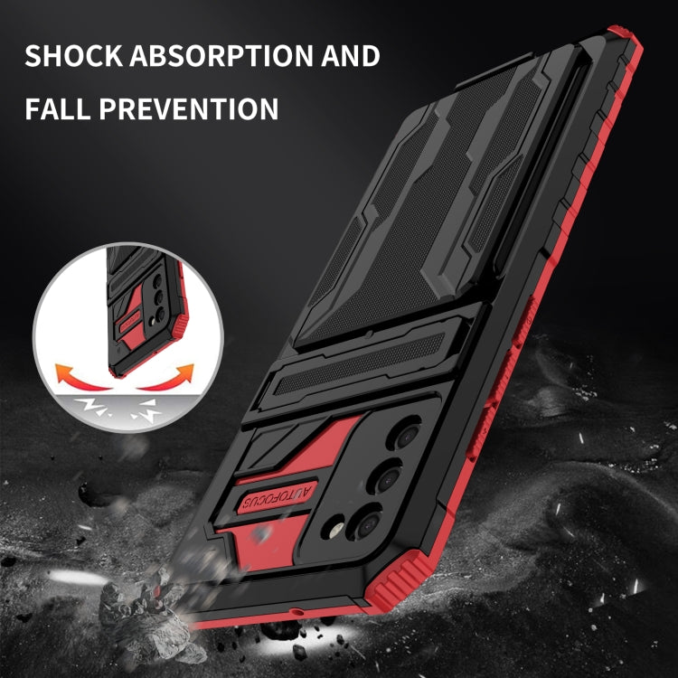 For Samsung Galaxy A02s EU Version Armor Card PC + TPU Shockproof Case with Card Slot & Invisible Holder