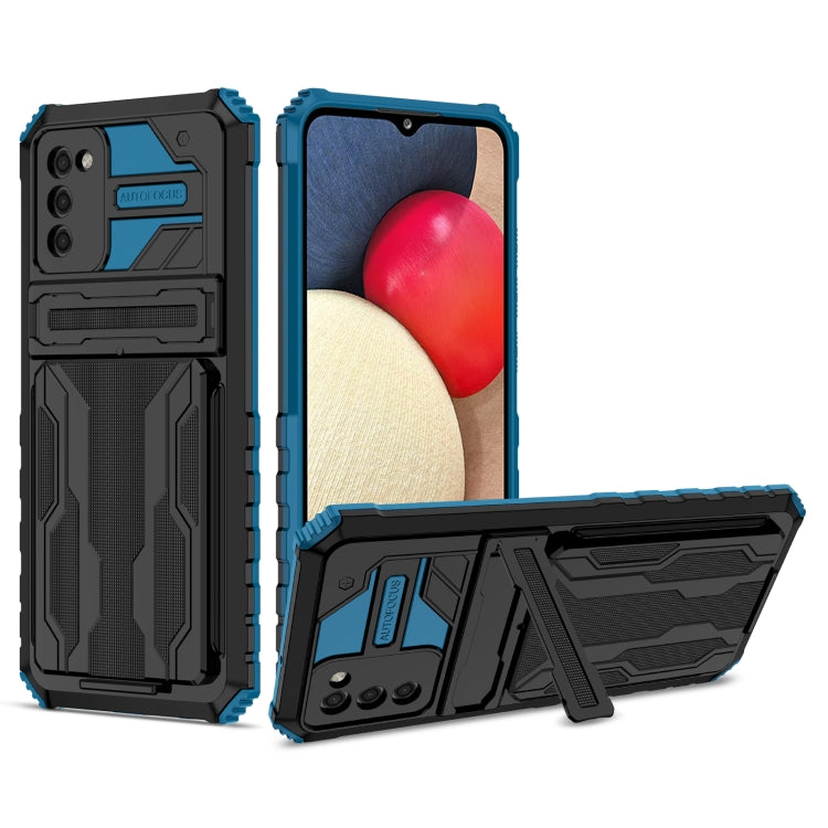 For Samsung Galaxy A02s EU Version Armor Card PC + TPU Shockproof Case with Card Slot & Invisible Holder