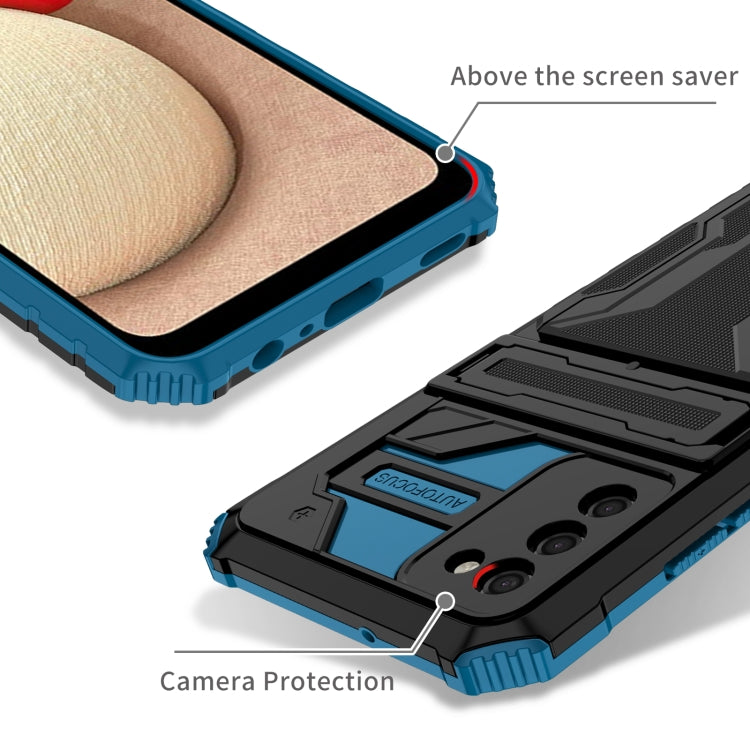 For Samsung Galaxy A02s EU Version Armor Card PC + TPU Shockproof Case with Card Slot & Invisible Holder