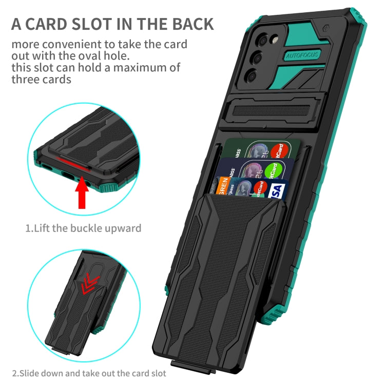 For Samsung Galaxy A02s EU Version Armor Card PC + TPU Shockproof Case with Card Slot & Invisible Holder