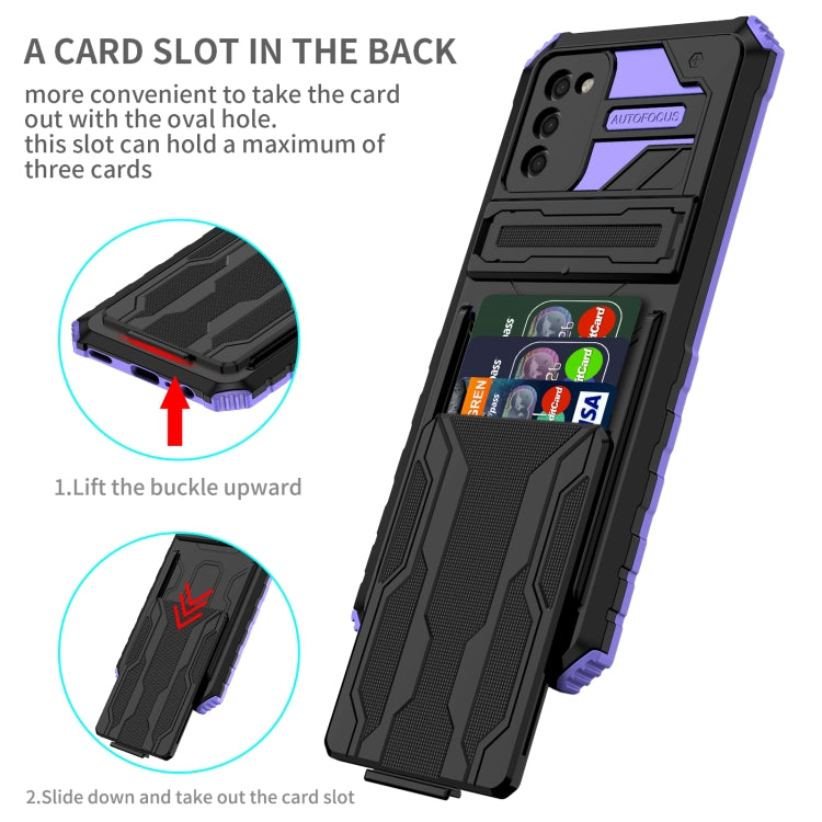 For Samsung Galaxy A02s EU Version Armor Card PC + TPU Shockproof Case with Card Slot & Invisible Holder
