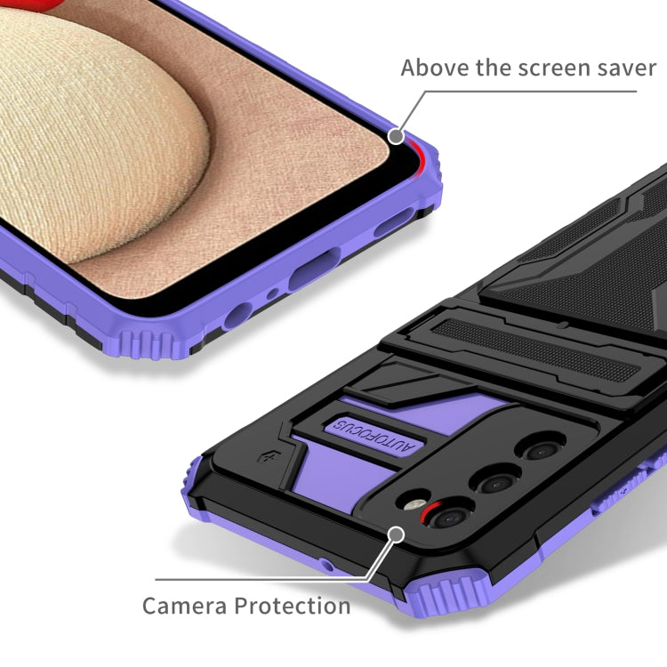 For Samsung Galaxy A02s EU Version Armor Card PC + TPU Shockproof Case with Card Slot & Invisible Holder