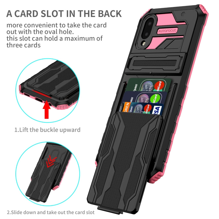 For Samsung Galaxy A02 Armor Card PC + TPU Shockproof Case with Card Slot & Invisible Holder