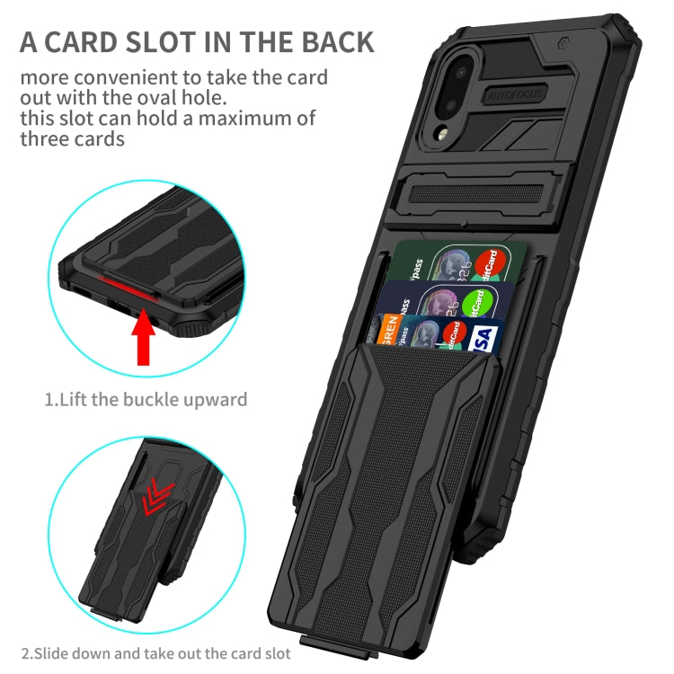 For Samsung Galaxy A02 Armor Card PC + TPU Shockproof Case with Card Slot & Invisible Holder