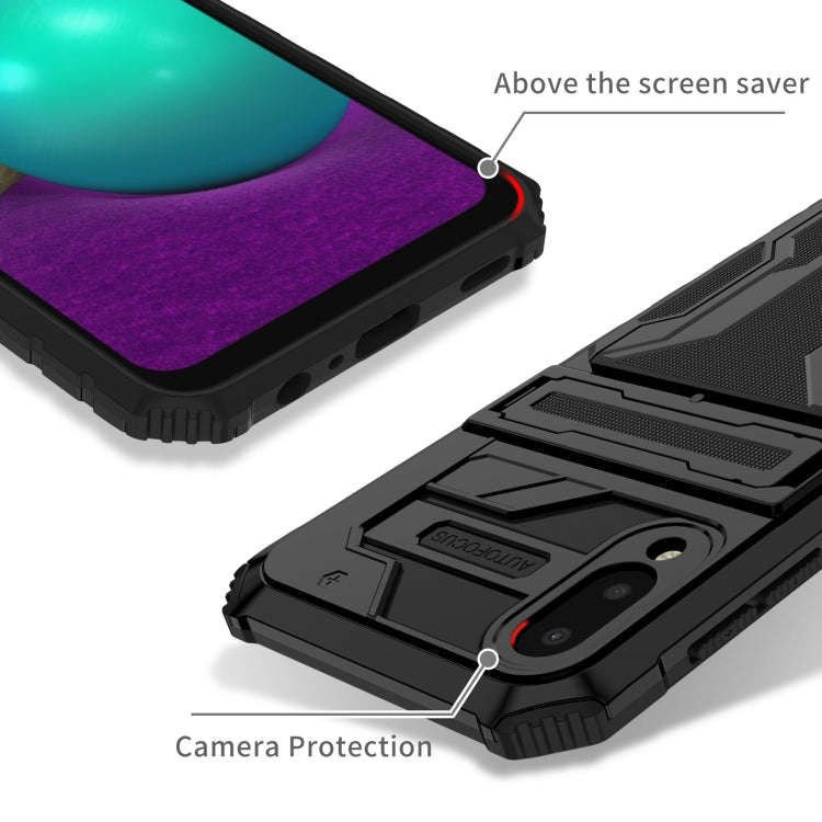 For Samsung Galaxy A02 Armor Card PC + TPU Shockproof Case with Card Slot & Invisible Holder
