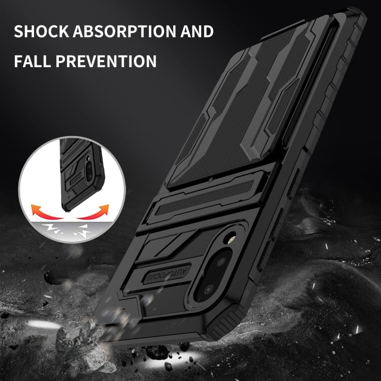 For Samsung Galaxy A02 Armor Card PC + TPU Shockproof Case with Card Slot & Invisible Holder