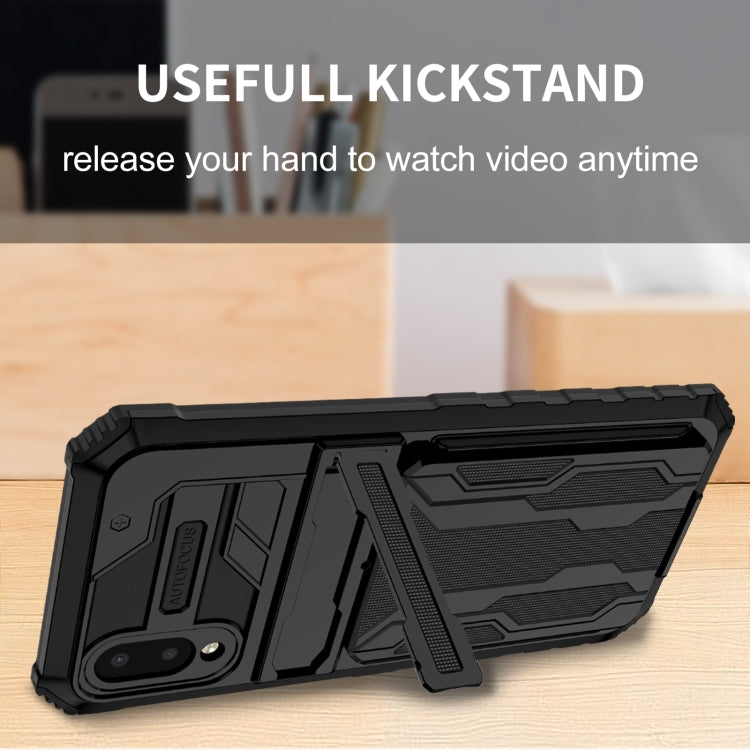For Samsung Galaxy A02 Armor Card PC + TPU Shockproof Case with Card Slot & Invisible Holder