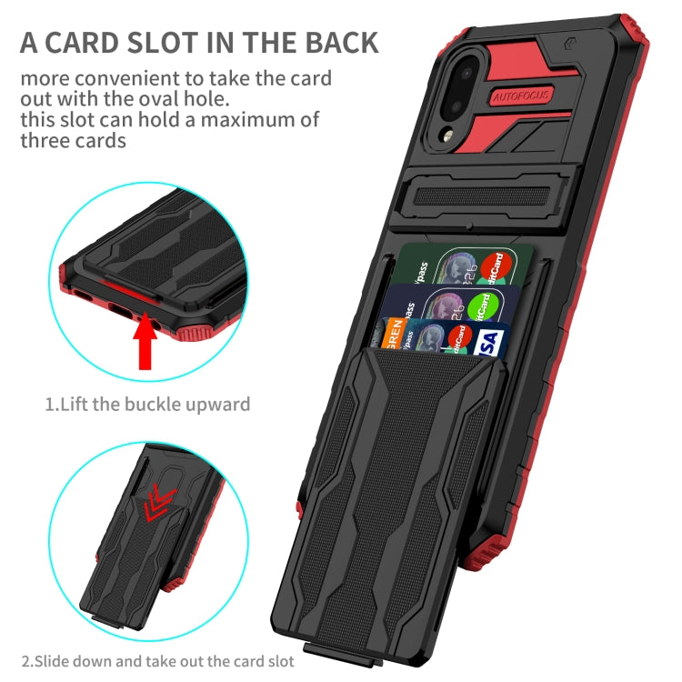 For Samsung Galaxy A02 Armor Card PC + TPU Shockproof Case with Card Slot & Invisible Holder