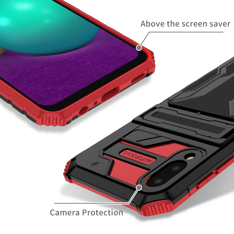For Samsung Galaxy A02 Armor Card PC + TPU Shockproof Case with Card Slot & Invisible Holder