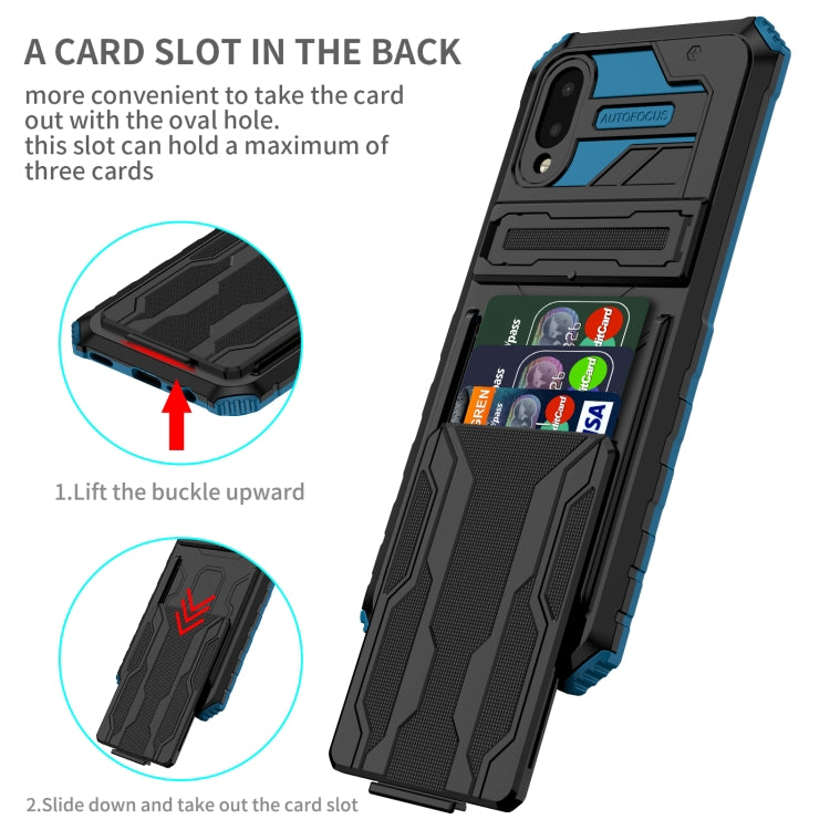 For Samsung Galaxy A02 Armor Card PC + TPU Shockproof Case with Card Slot & Invisible Holder