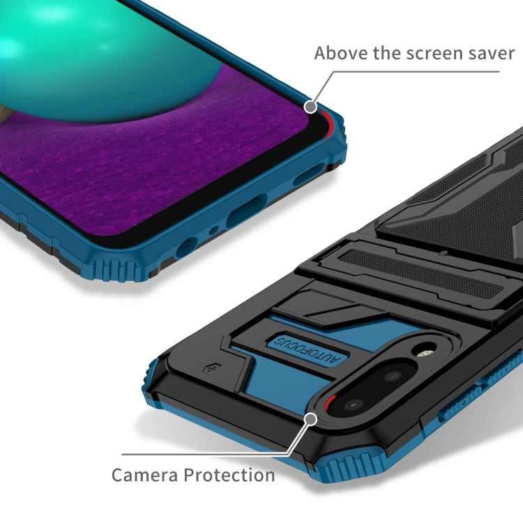 For Samsung Galaxy A02 Armor Card PC + TPU Shockproof Case with Card Slot & Invisible Holder