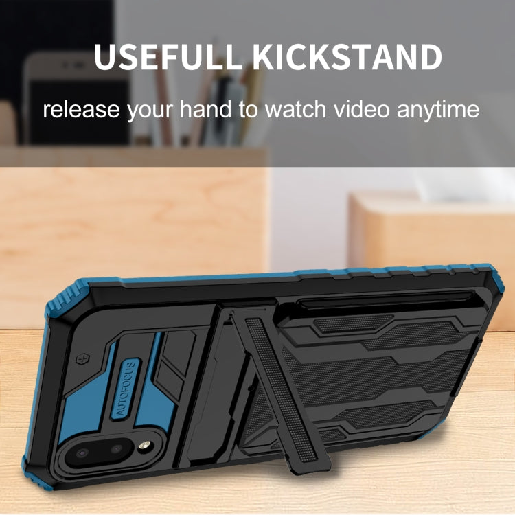 For Samsung Galaxy A02 Armor Card PC + TPU Shockproof Case with Card Slot & Invisible Holder