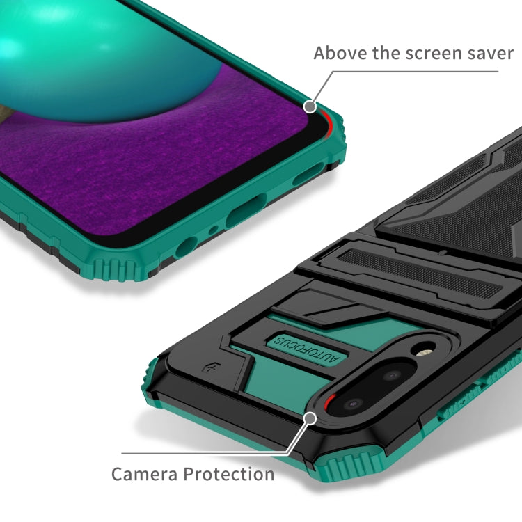 For Samsung Galaxy A02 Armor Card PC + TPU Shockproof Case with Card Slot & Invisible Holder