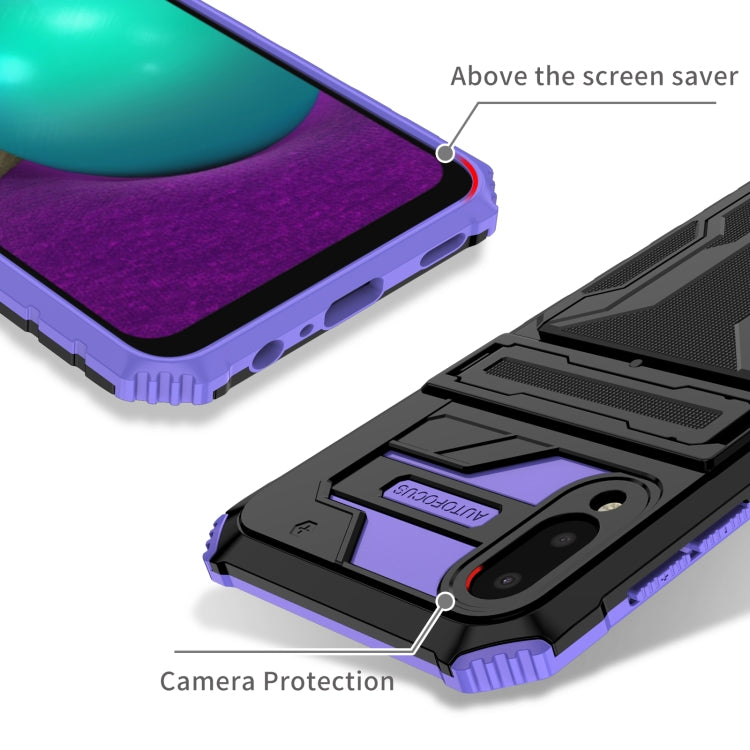 For Samsung Galaxy A02 Armor Card PC + TPU Shockproof Case with Card Slot & Invisible Holder