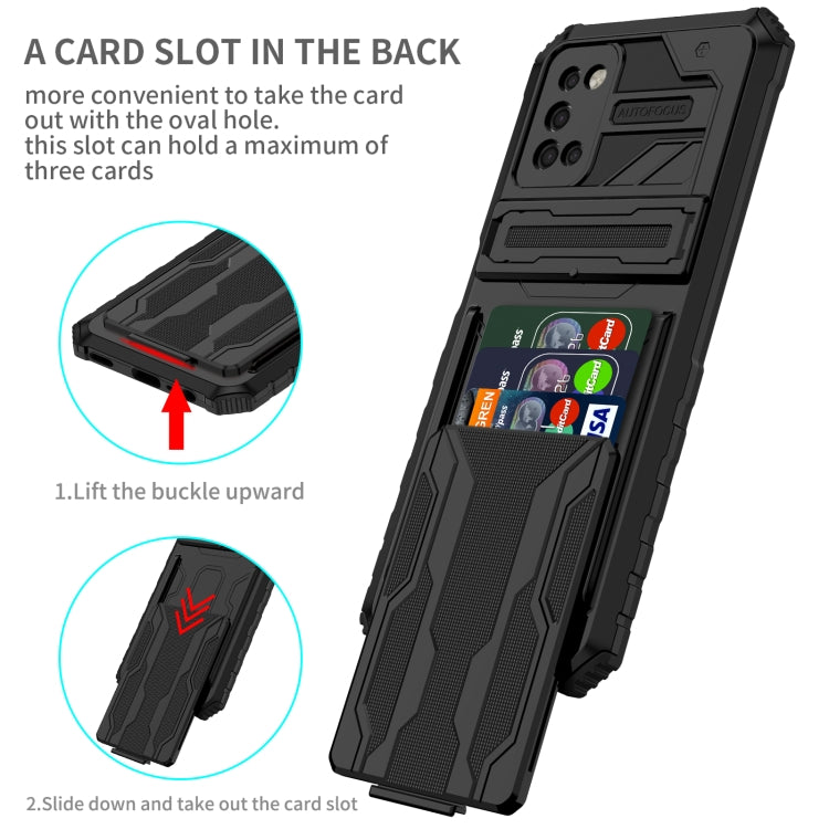For Samsung Galaxy A03s 164mm Armor Card PC + TPU Shockproof Case with Card Slot & Invisible Holder