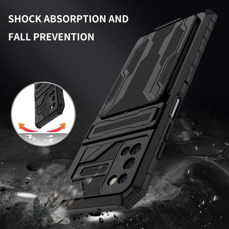 For Samsung Galaxy A03s 164mm Armor Card PC + TPU Shockproof Case with Card Slot & Invisible Holder
