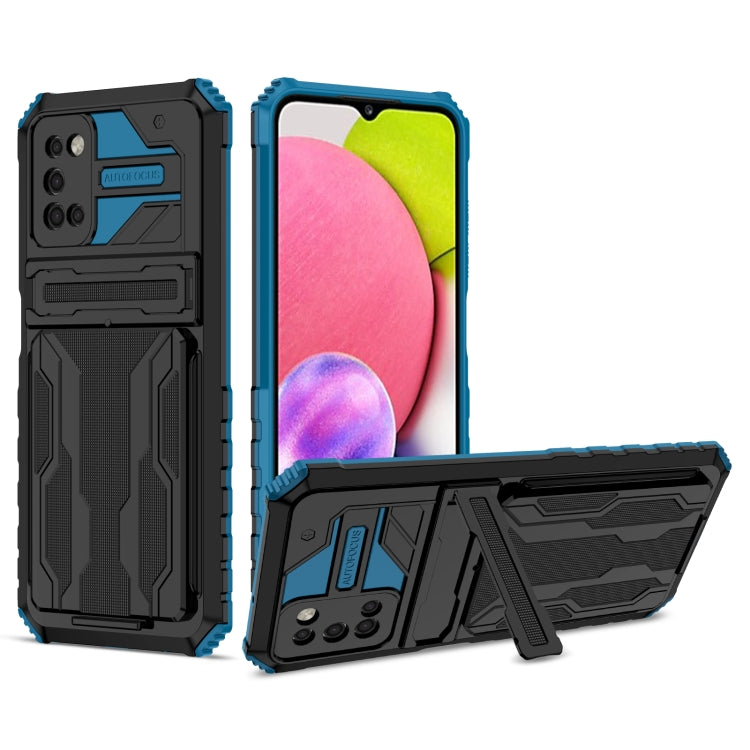 For Samsung Galaxy A03s 164mm Armor Card PC + TPU Shockproof Case with Card Slot & Invisible Holder
