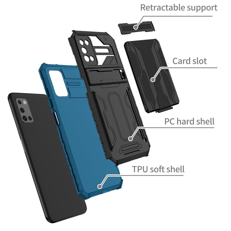 For Samsung Galaxy A03s 164mm Armor Card PC + TPU Shockproof Case with Card Slot & Invisible Holder