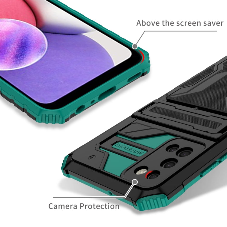 For Samsung Galaxy A03s 164mm Armor Card PC + TPU Shockproof Case with Card Slot & Invisible Holder