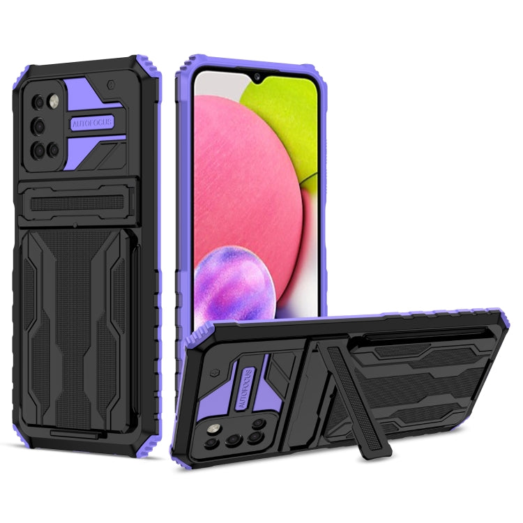 For Samsung Galaxy A03s 164mm Armor Card PC + TPU Shockproof Case with Card Slot & Invisible Holder