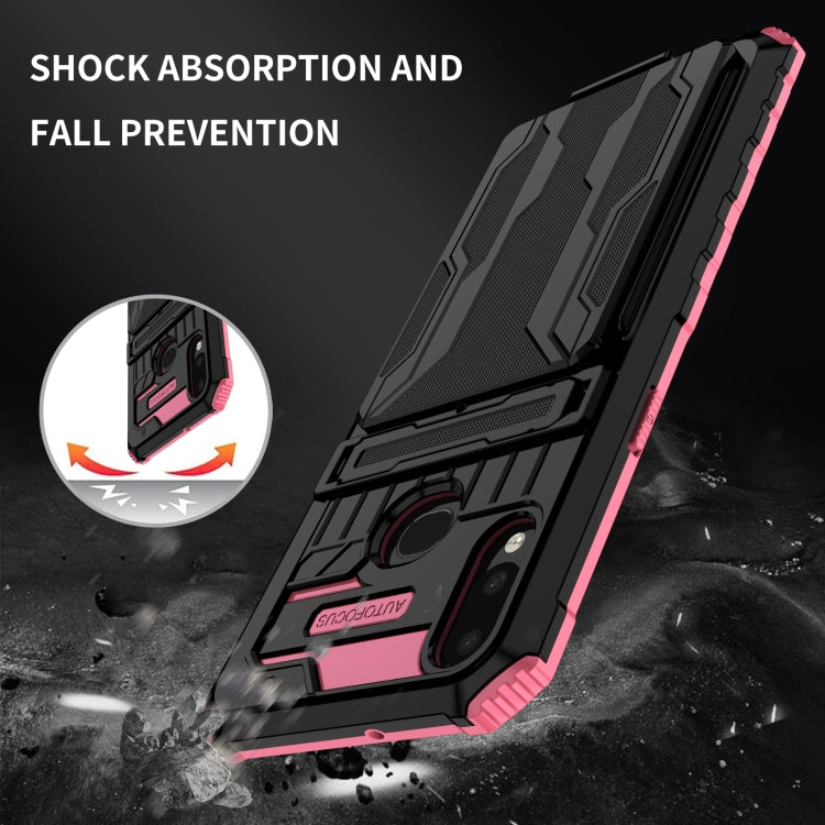 For Samsung Galaxy A10s Armor Card PC + TPU Shockproof Case with Card Slot & Invisible Holder