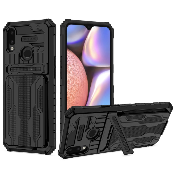 For Samsung Galaxy A10s Armor Card PC + TPU Shockproof Case with Card Slot & Invisible Holder