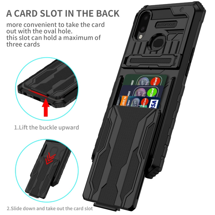 For Samsung Galaxy A10s Armor Card PC + TPU Shockproof Case with Card Slot & Invisible Holder