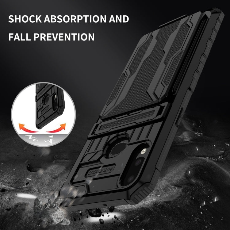 For Samsung Galaxy A10s Armor Card PC + TPU Shockproof Case with Card Slot & Invisible Holder