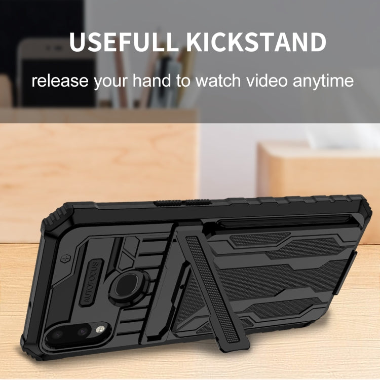 For Samsung Galaxy A10s Armor Card PC + TPU Shockproof Case with Card Slot & Invisible Holder