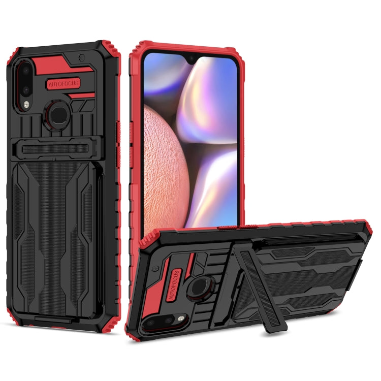 For Samsung Galaxy A10s Armor Card PC + TPU Shockproof Case with Card Slot & Invisible Holder