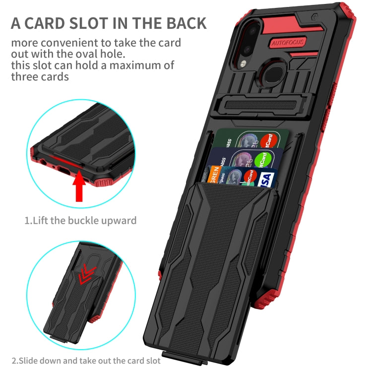 For Samsung Galaxy A10s Armor Card PC + TPU Shockproof Case with Card Slot & Invisible Holder