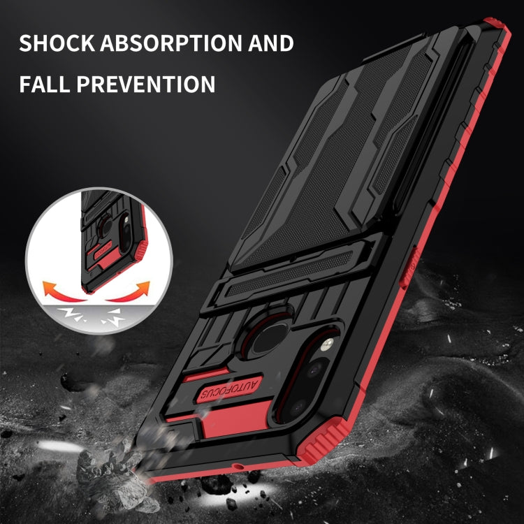 For Samsung Galaxy A10s Armor Card PC + TPU Shockproof Case with Card Slot & Invisible Holder