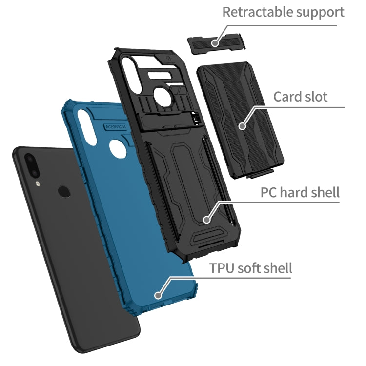 For Samsung Galaxy A10s Armor Card PC + TPU Shockproof Case with Card Slot & Invisible Holder