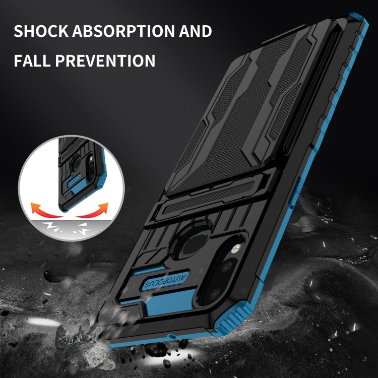 For Samsung Galaxy A10s Armor Card PC + TPU Shockproof Case with Card Slot & Invisible Holder